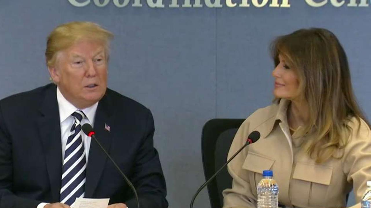 President Trump commends first lady at FEMA briefing