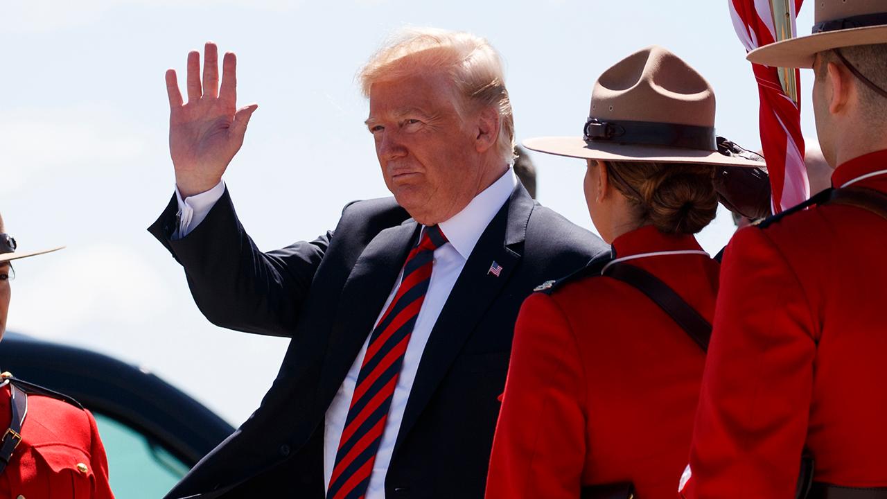 President Trump arrives at G7 summit amid trade tensions