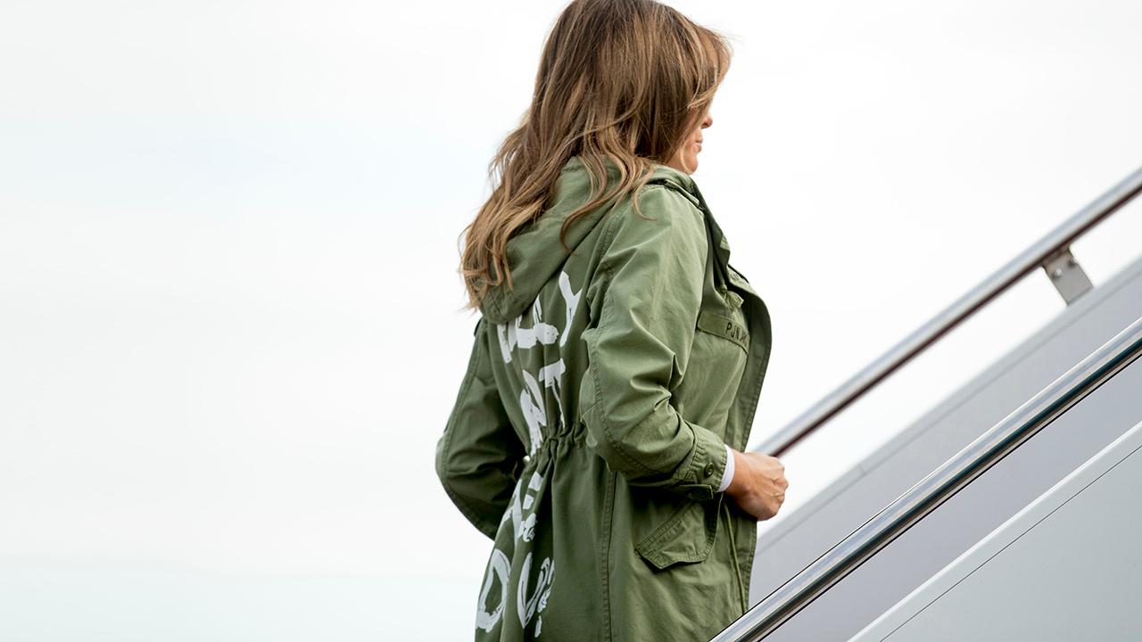 First lady wears jacket with 'I really don't care' on back