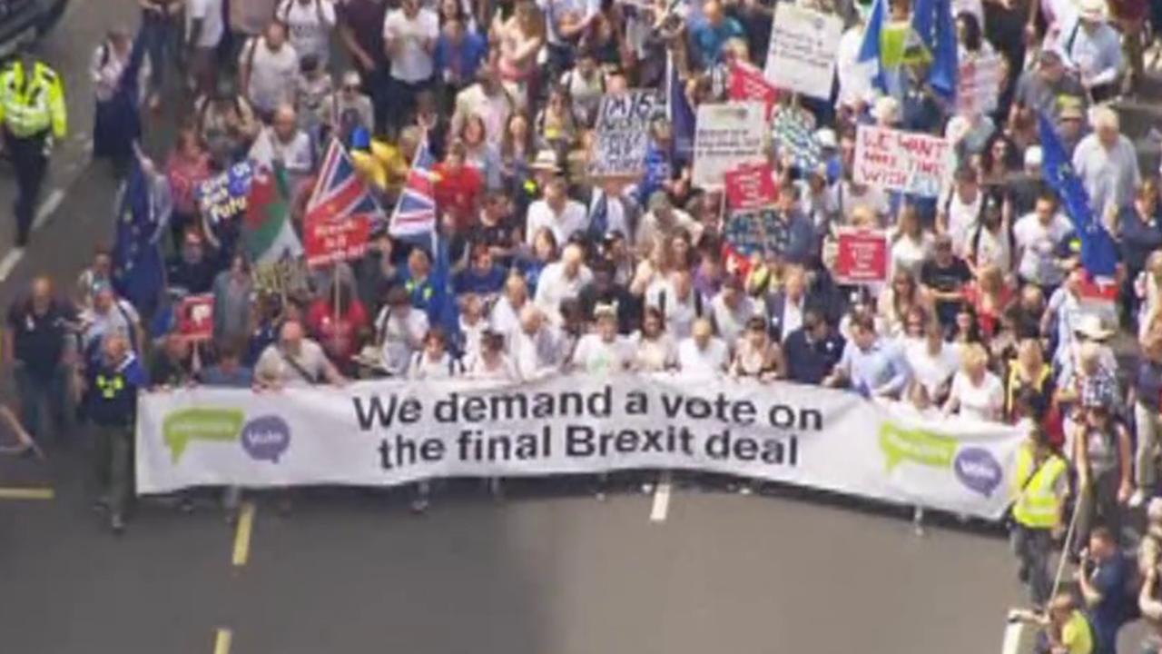 Thousands march in London to demand new EU vote on second anniversary of Brexit