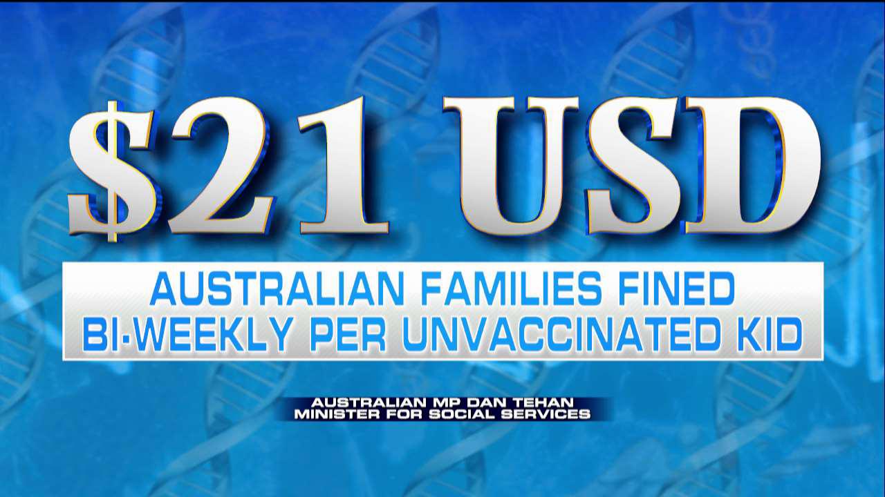 Australia to fine parents who don't vaccinate children