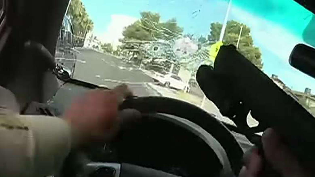High-speed police shootout caught on dashcam in Las Vegas