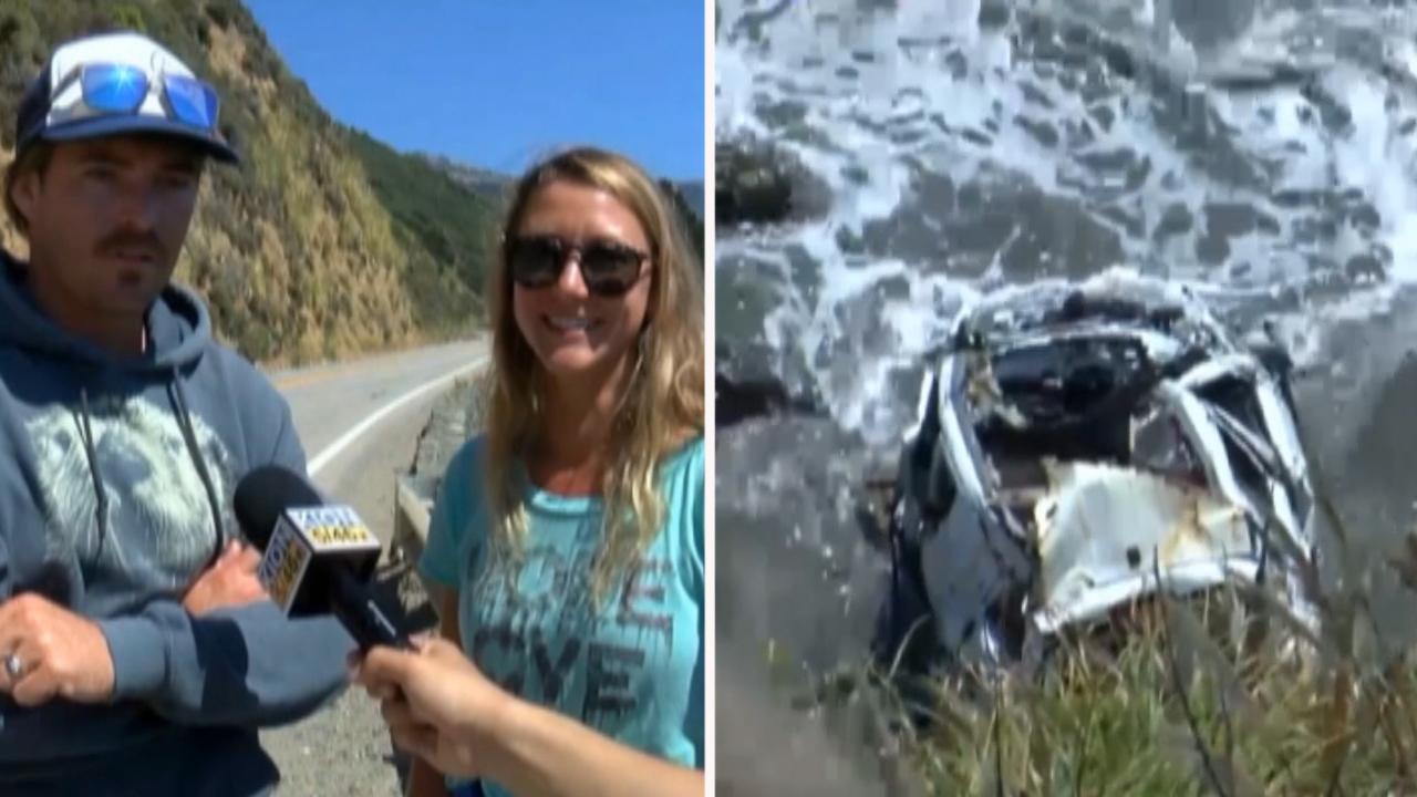 Couple find woman missing for a week who drove off cliff