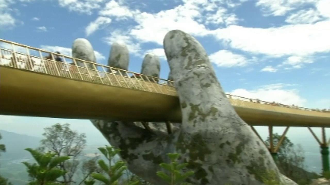 Giant hands cradle Vietnam's Golden Bridge