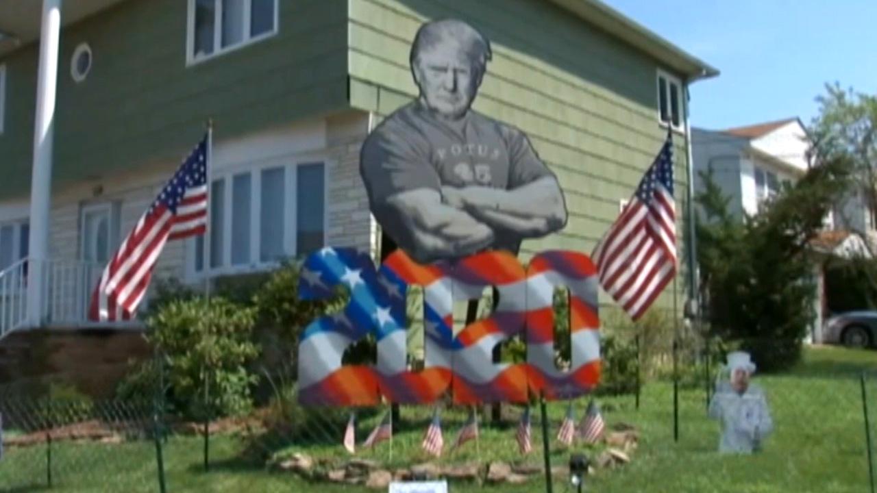 Artist erects 20-foot-tall pro-Trump piece in yard