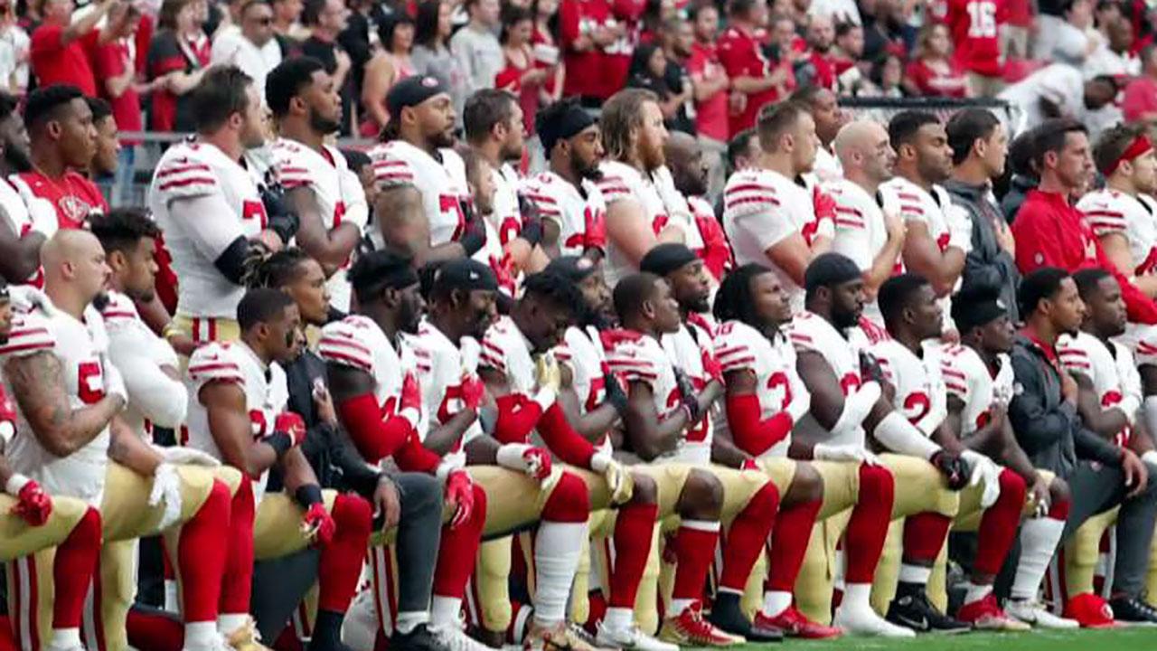 NFL players from six teams protest during national anthem