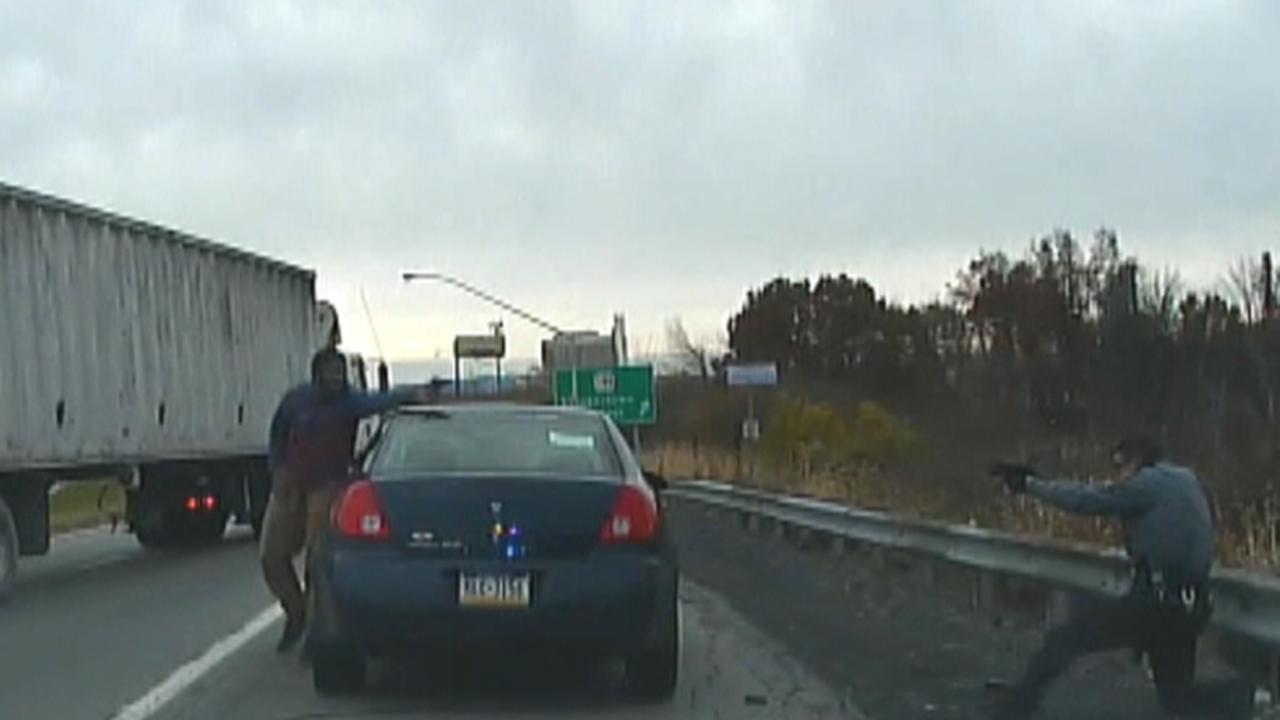 Dash cam video: Shootout between suspect and state police