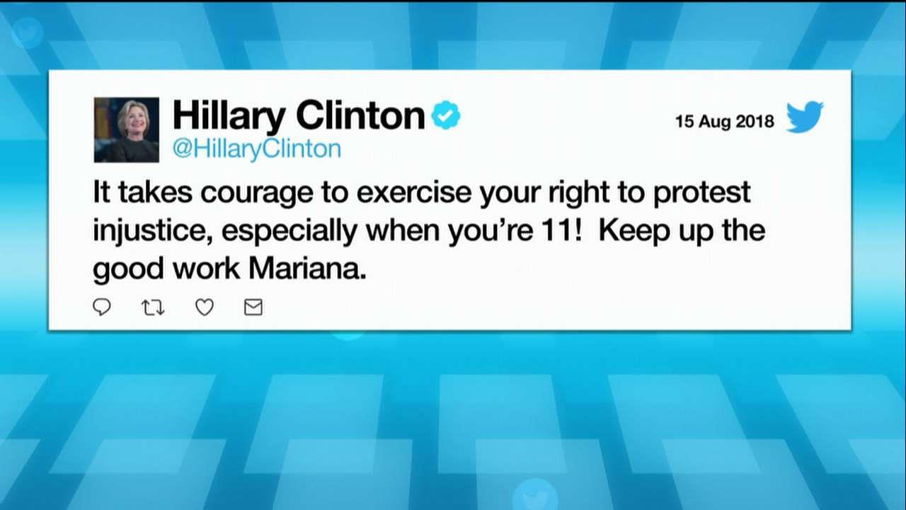Hillary Clinton Called Out for Supporting 11-Year-Old Who Knelt for Pledge