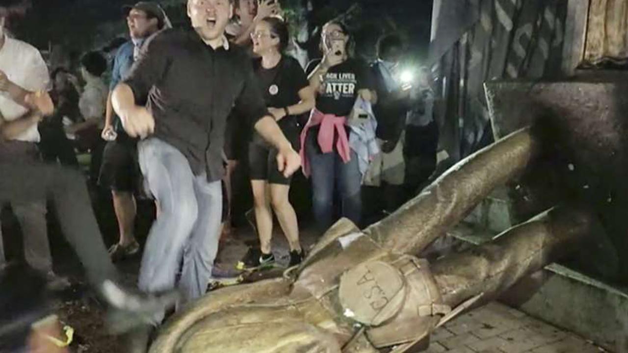 Confederate campus statue toppled by student protesters