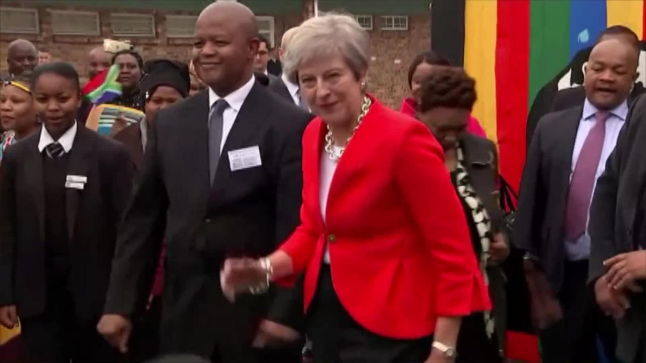 Watch: British PM Theresa May dance in Cape Town