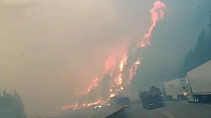 Fast-moving wildfire shuts down Northern California freeway