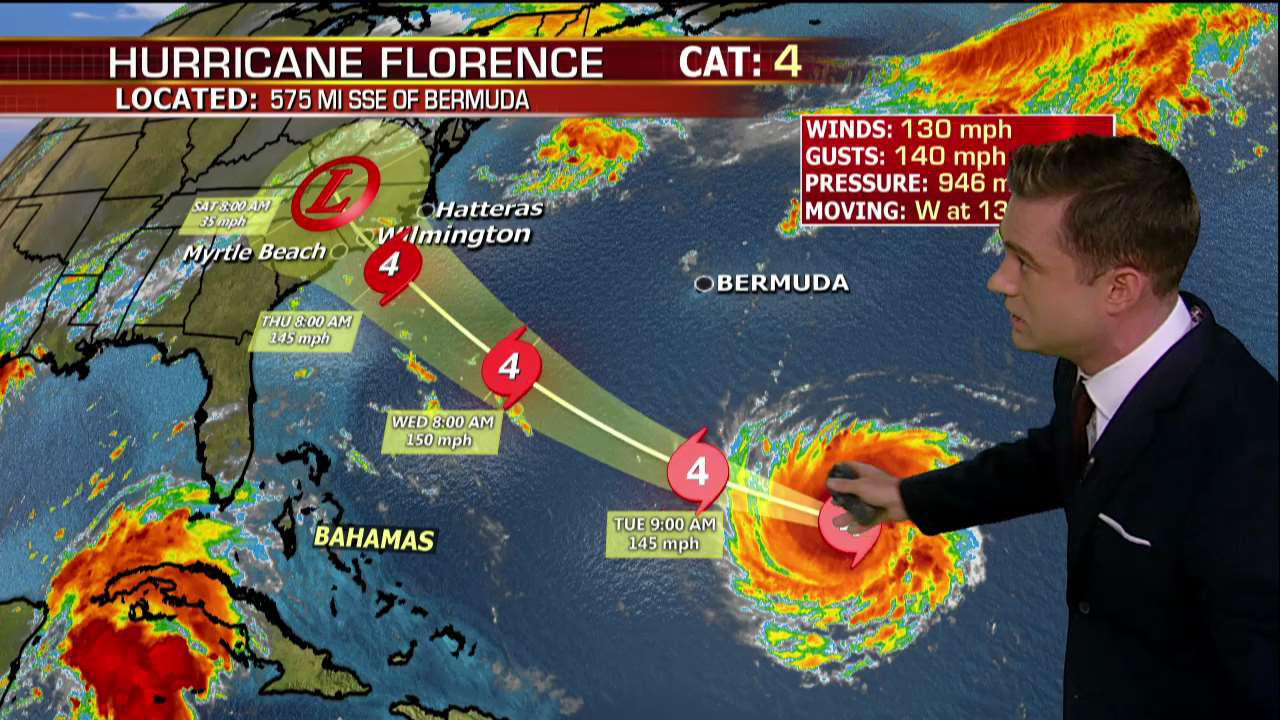 Hurricane Florence strengthens to category 4