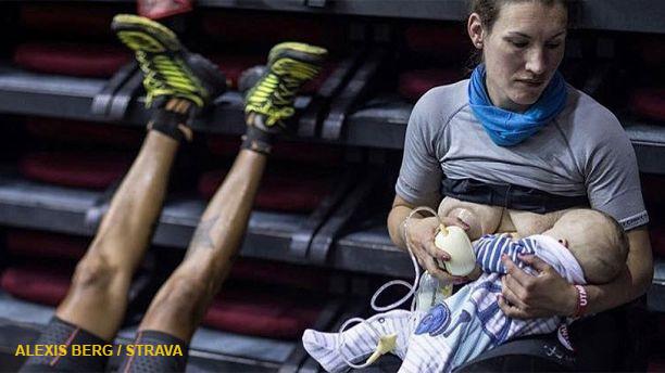 Mom breastfeeds her baby in the middle of a 107-mile mountain marathon