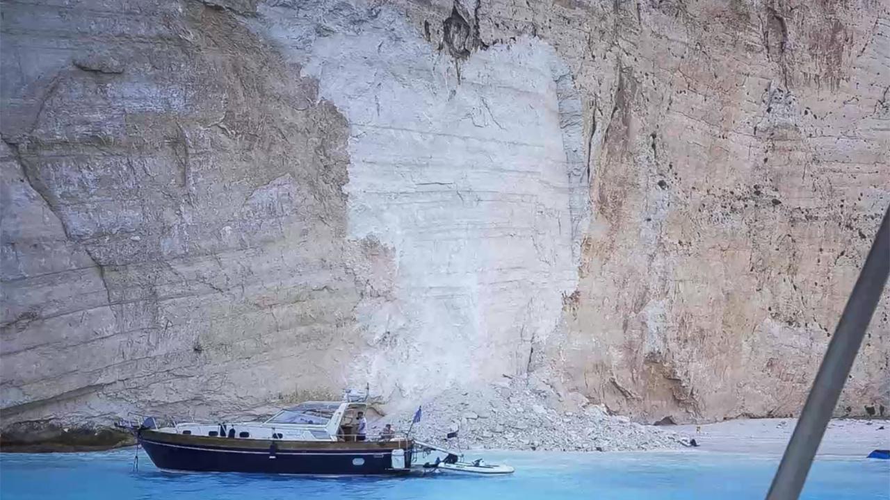 Incredible video: Cliff collapses on popular beach in Greece