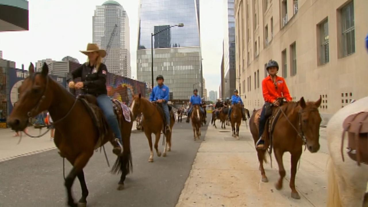 Group rides horses in NYC to raise veteran suicide awareness