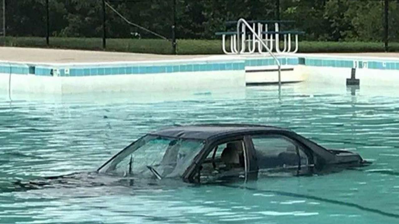 Student driver in Maryland ends up in swimming pool