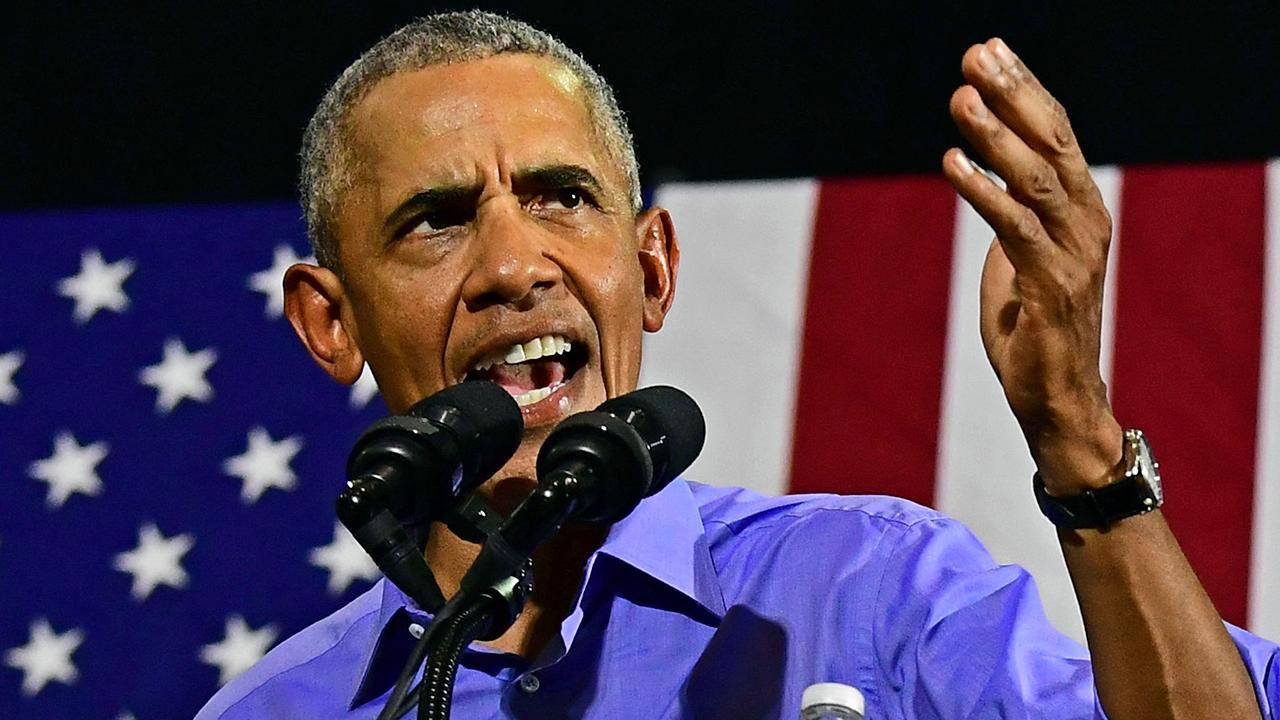 Former President Obama speaks at Democratic rally