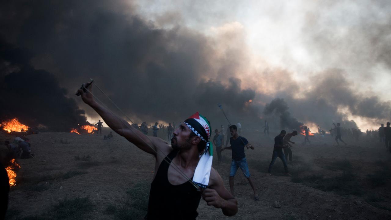 Tens of thousands protesting at Israeli-Gaza border