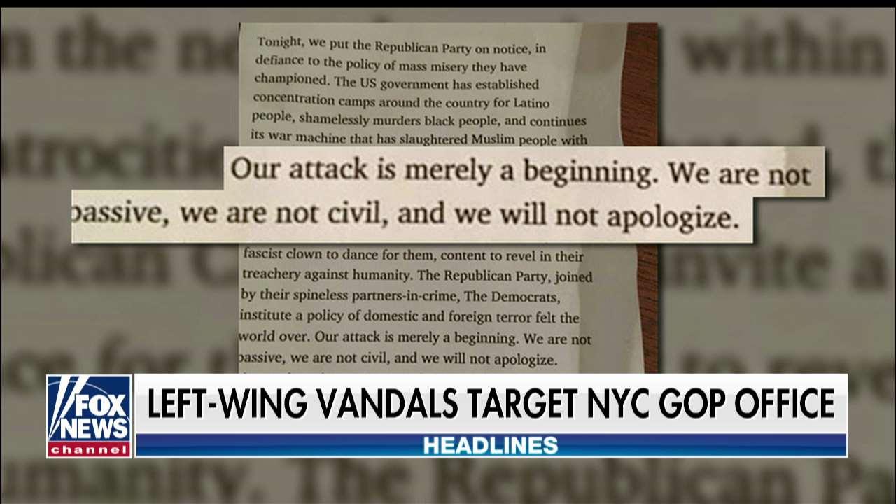 Vandals Smash Windows, Spray Paint Doors of NYC GOP Office