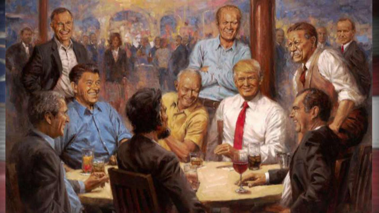Artist tells story behind portrait of Trump with Republicans