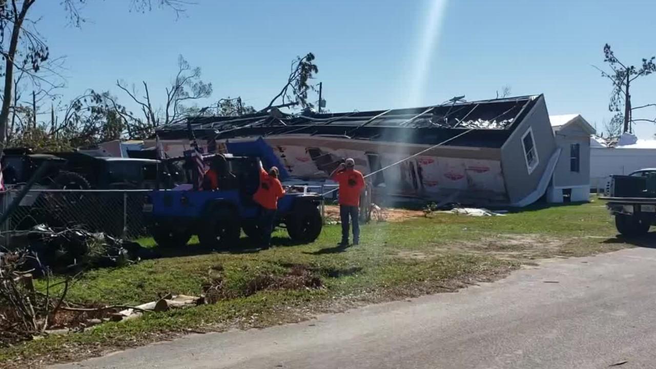 Jeep Wranglers tip back home toppled by Hurricane Michael