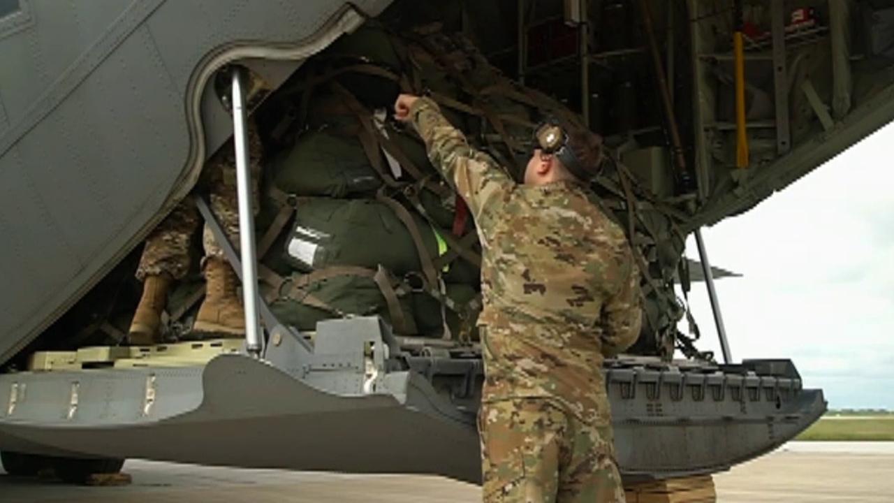 Raw Video: Troops and military equipment arrived in Texas