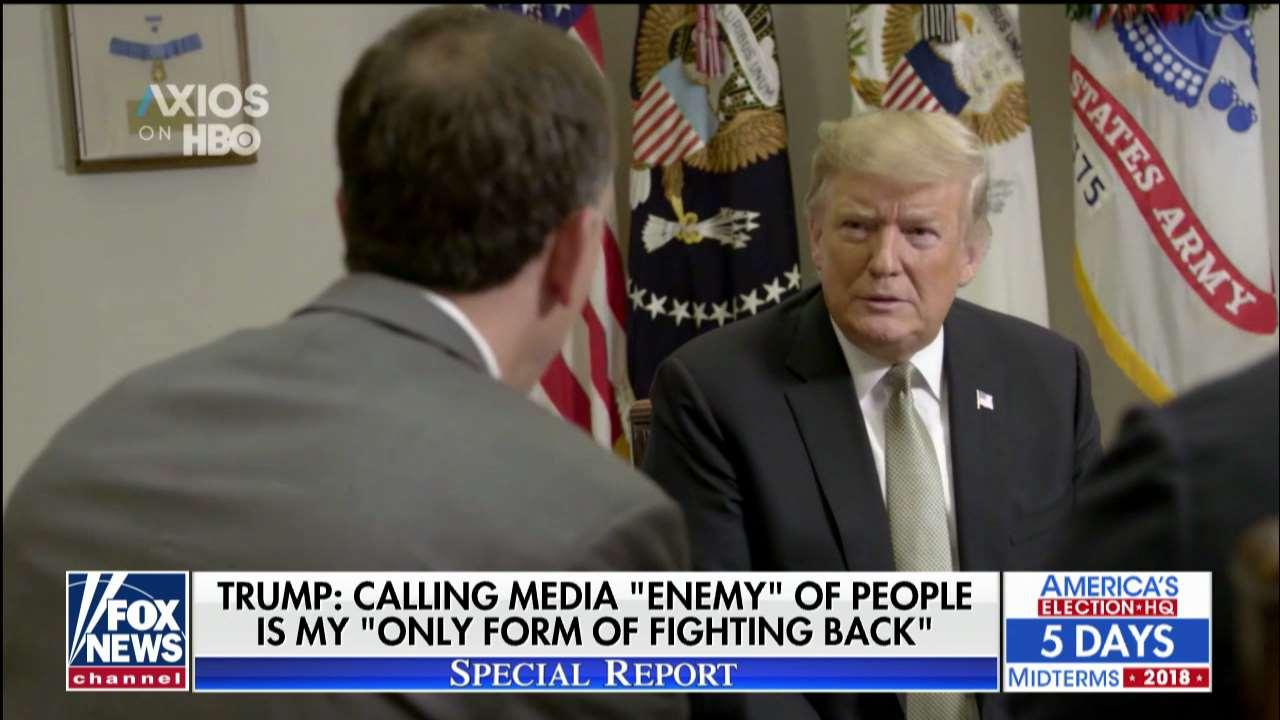 Trump pressed on 'enemy of the people' rhetoric.