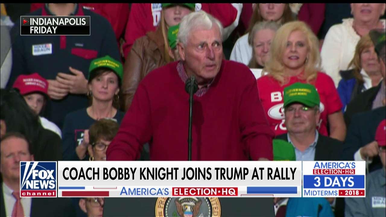 'Go Get 'Em, Donald!': Bobby Knight Fires Up Crowd at Trump's Indiana Rally