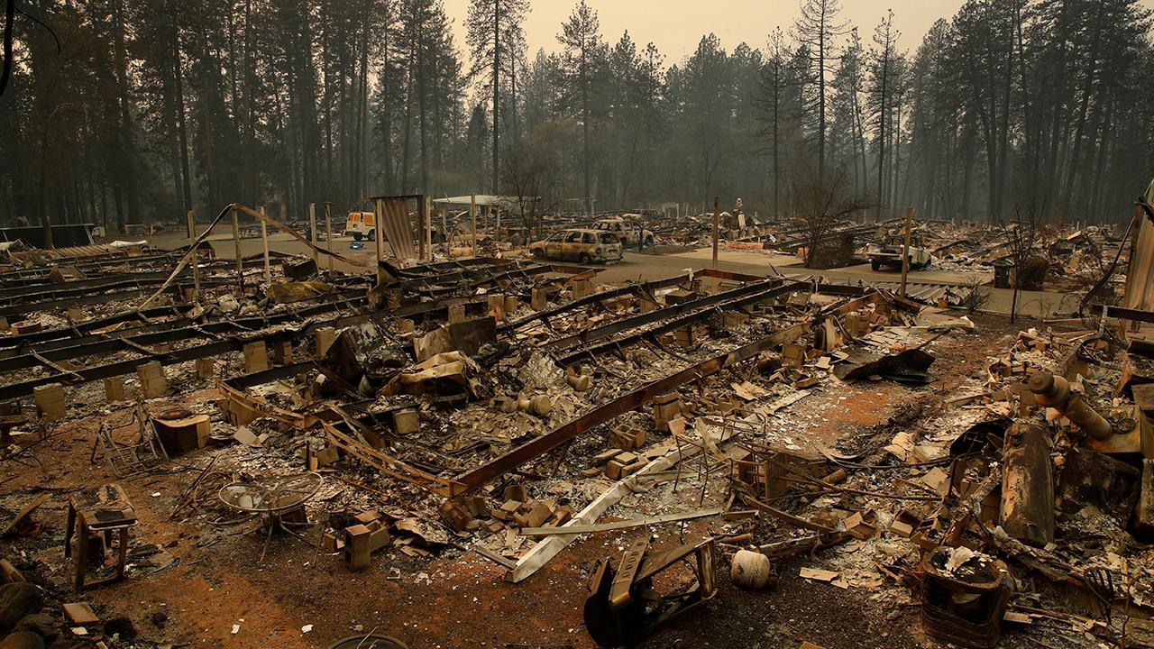 Paradise, California left in ruins from the Camp Fire