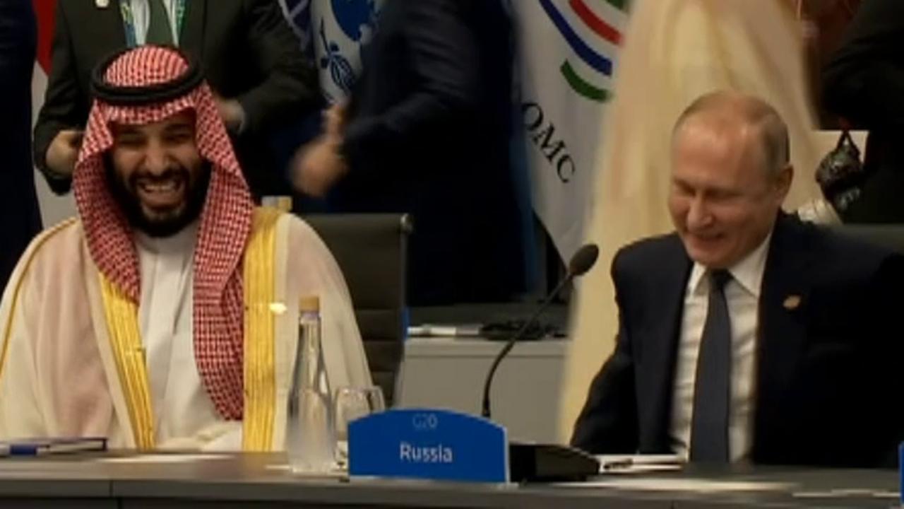 All smiles: Putin greets Saudi Crown Prince at G20 summit