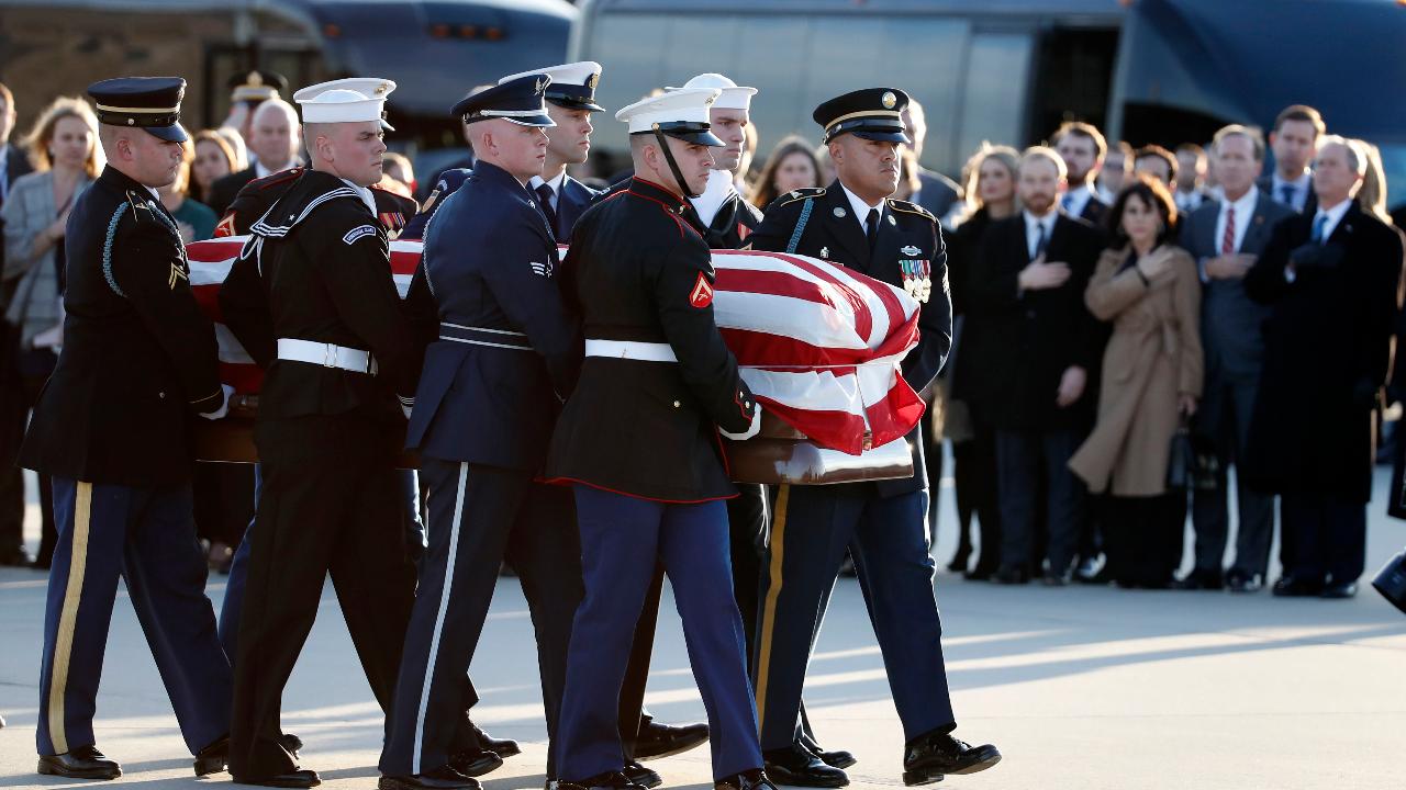 George H.W. Bush's casket arrives at Joint Base Andrews