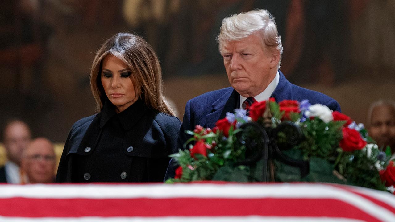 President Trump, first lady pay respects to George H.W. Bush