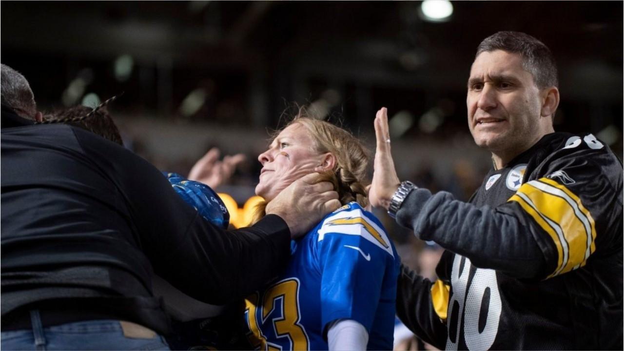 Steelers fan chokes pregnant Chargers fan at game