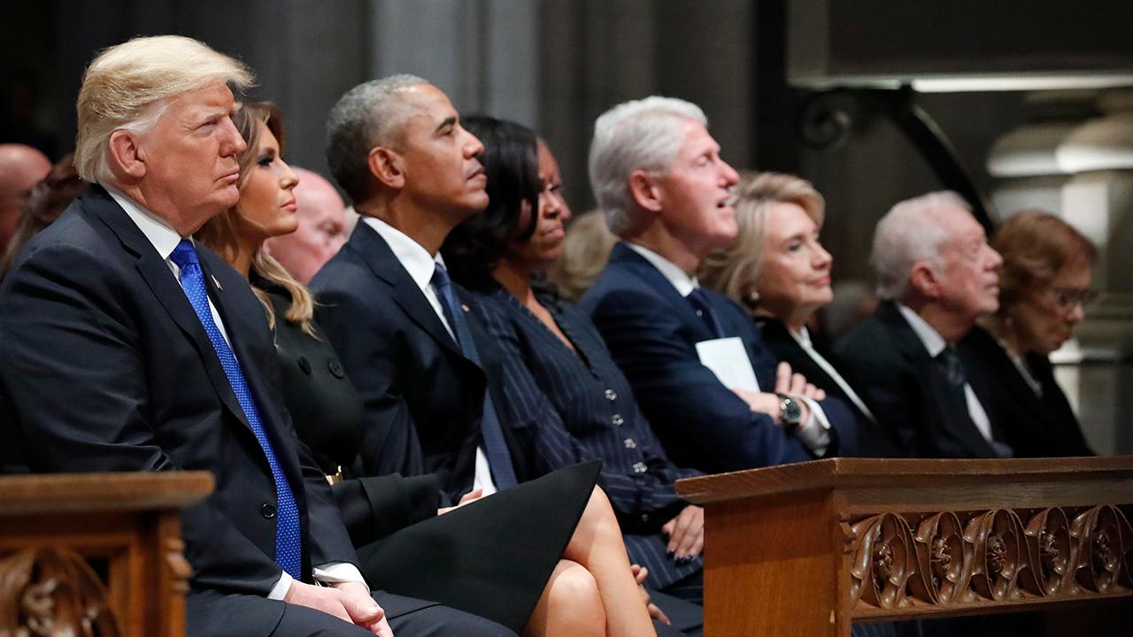 Political unity at Bush funeral despite personal tensions