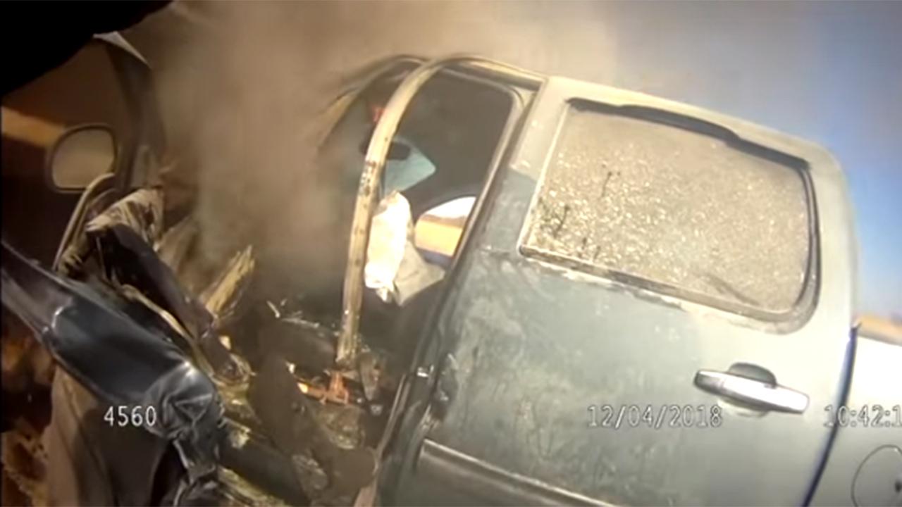 Texas deputy saves man from burning truck