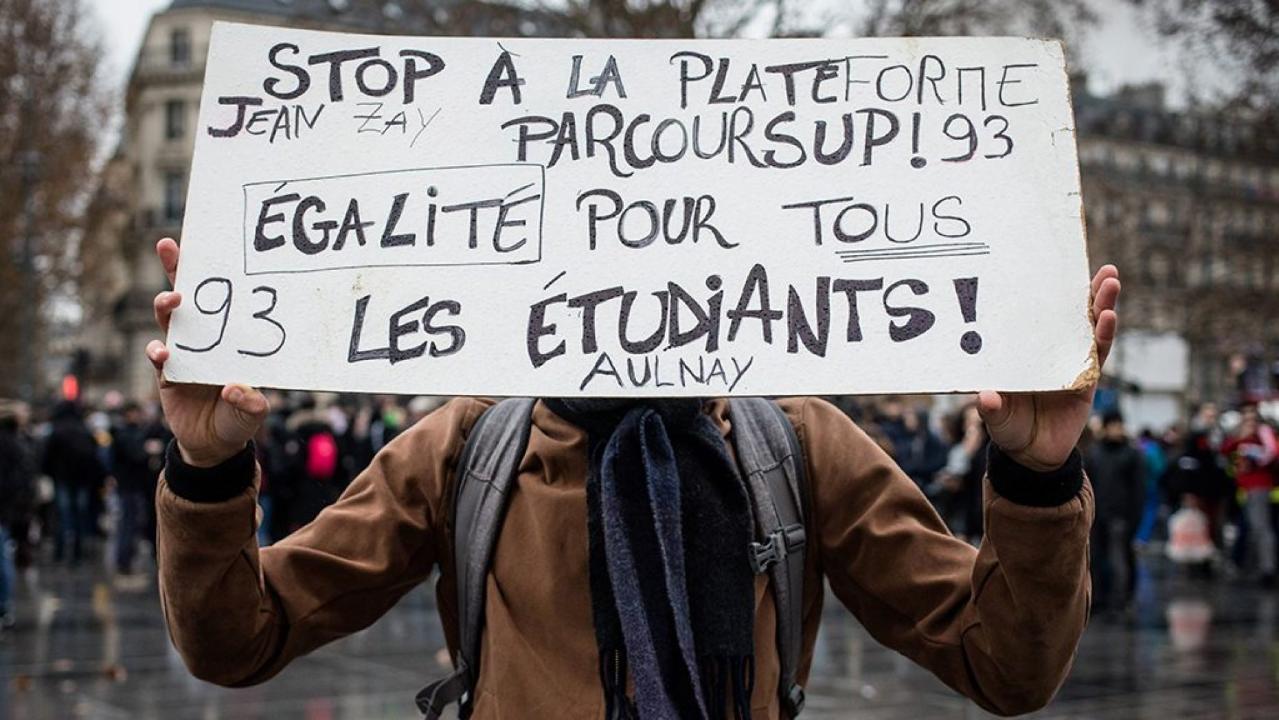 French students protesting police brutality and government policies