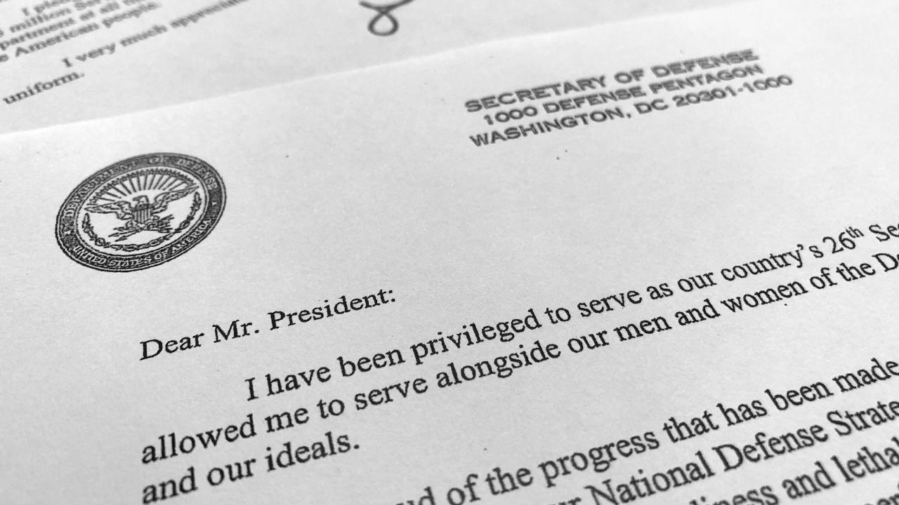 Secretary of defense reveals in resignation letter he disagrees with Trump’s decision to pull US troops from Syria
