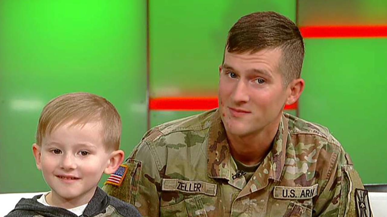 Santa Claus grants 6-year-old boy's Christmas wish as Army dad surprises his son at school assembly