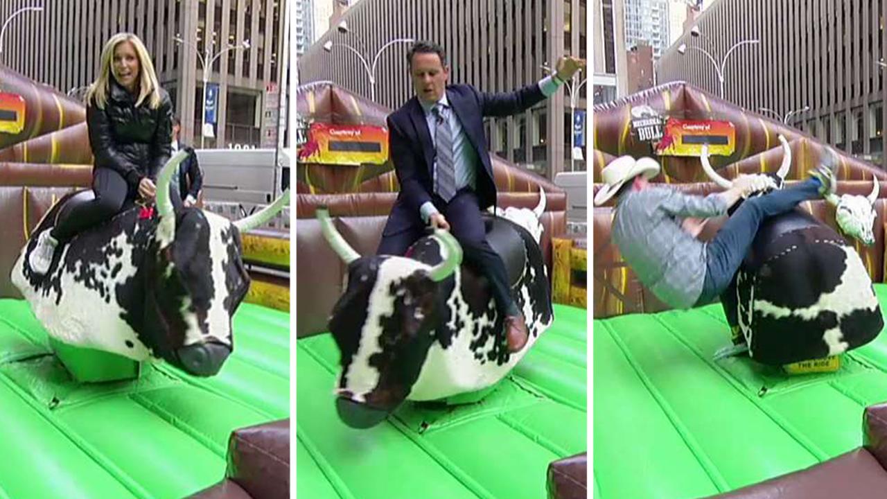 'Fox & Friends' hosts ride a mechanical bull with the help of 2018 PBR rookie of the year Keyshawn Whitehorse