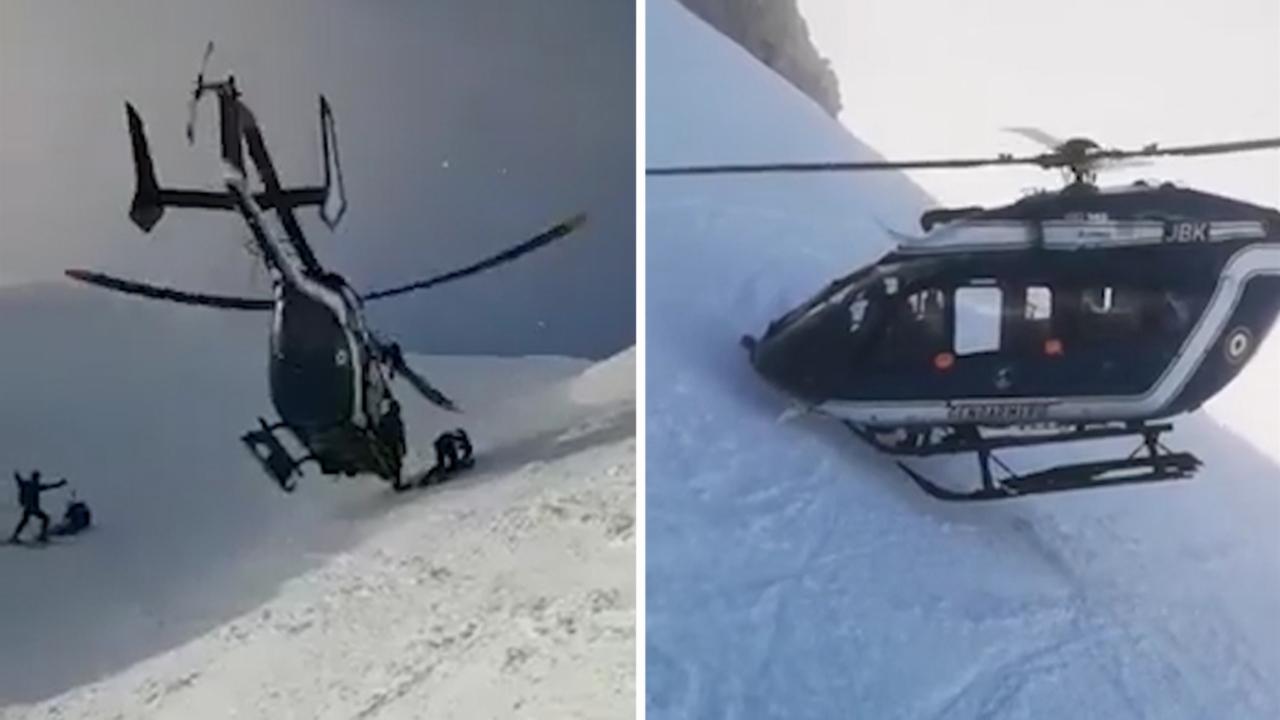 Helicopter pilot displays impressive skills in rescue of injured skier on French mountainside