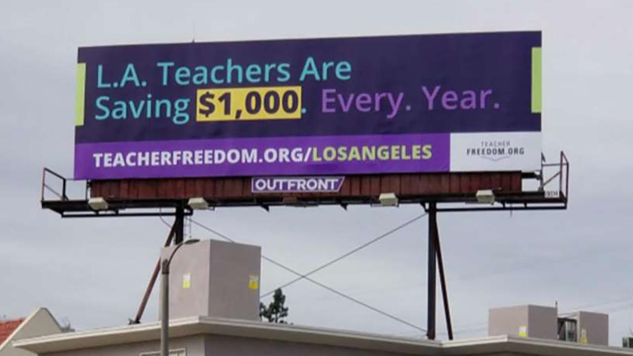 Billboard encourages picketing Los Angeles teachers to quit the union