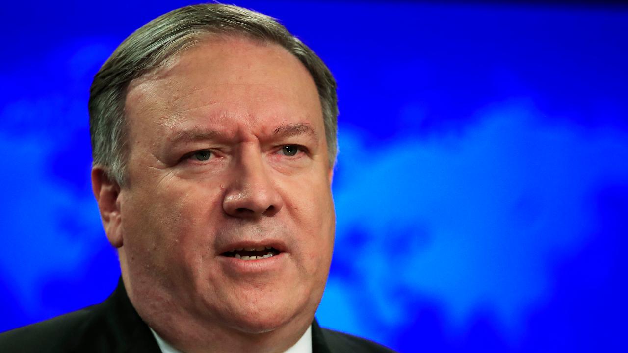 Mike Pompeo speaks to the media following UN emergency meeting on crisis in Venezuela
