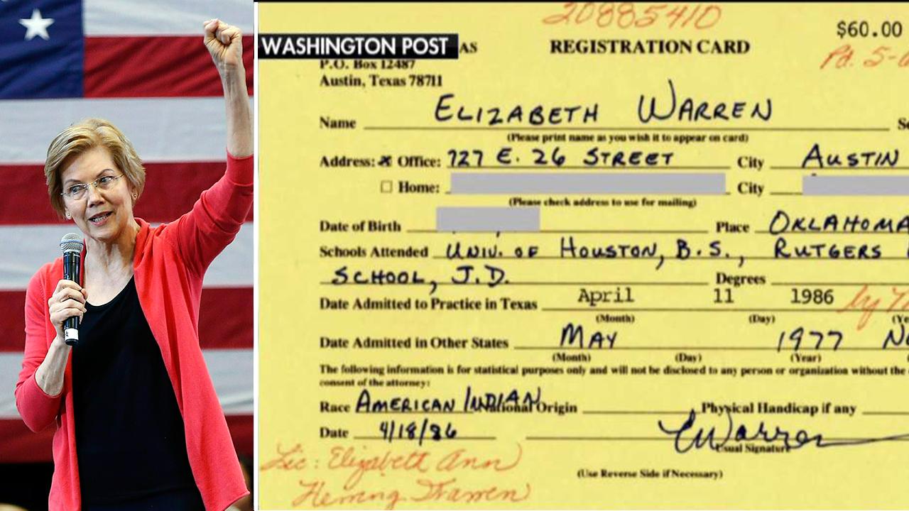 Elizabeth Warren listed race as 'American Indian' in Texas State Bar registration