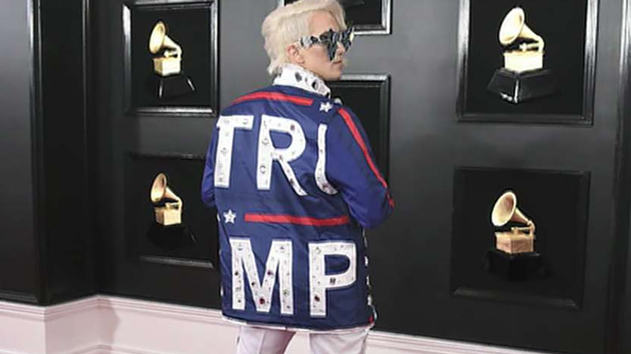 Ricky Rebel's pro-Trump outfit makes a splash on the Grammys red carpet