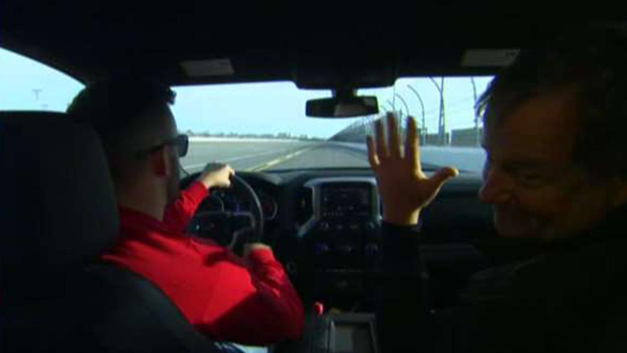 Rick takes a spin inside the pace truck with NASCAR driver Austin Dillon
