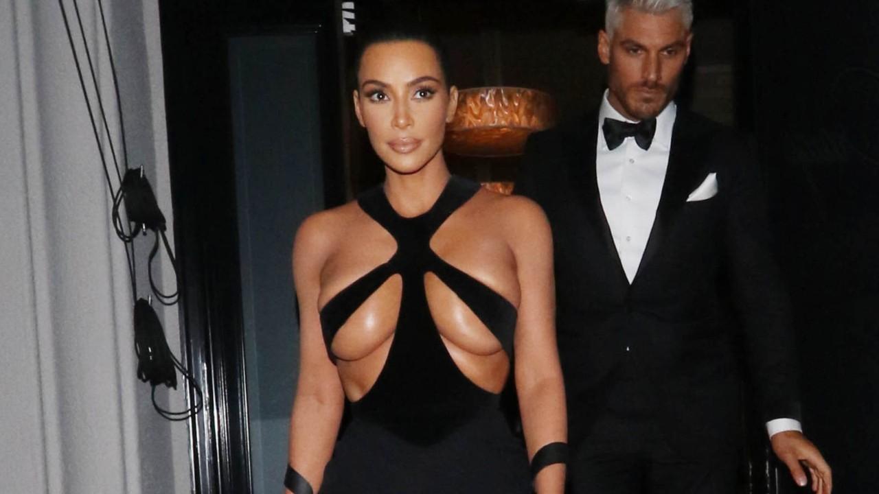 Kim Kardashian invites wardrobe malfunction in vintage gown