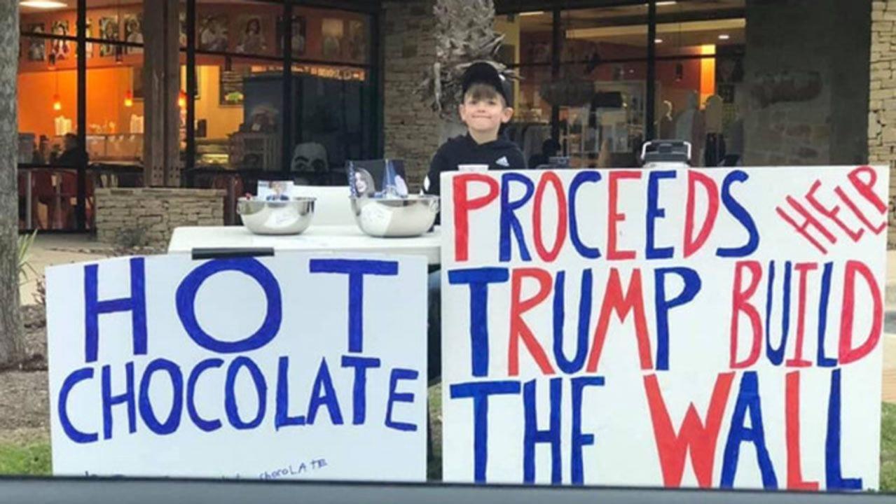 Texas boy called 'Little Hitler' for using hot chocolate stand to raise money for Trump's border wall