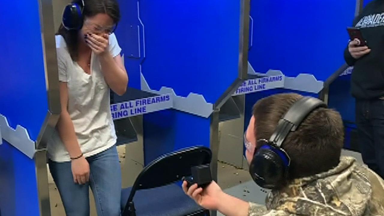 Bullseye: Man proposes to his girlfriend at New Jersey shooting range