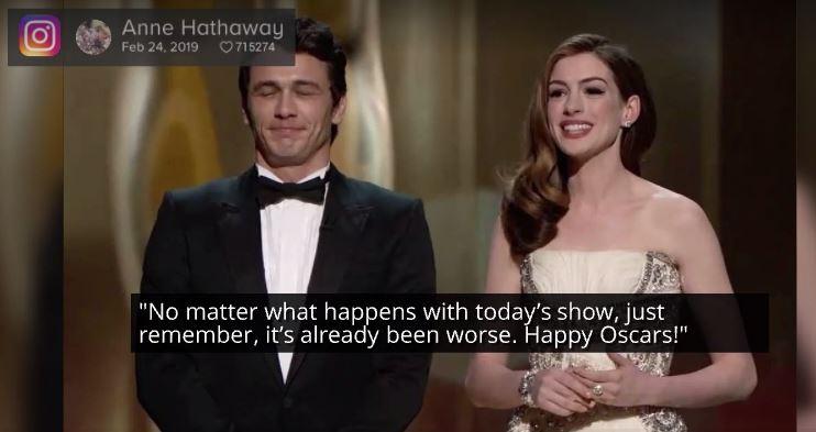 2011 Oscars co-host Anne Hathaway jokes about her lackluster hosting performance ahead of the big show