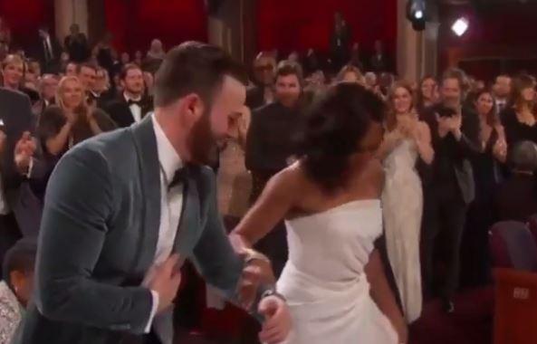 Oscars: Chris Evans wins fans over when he helped best supporting actress winner Regina King
